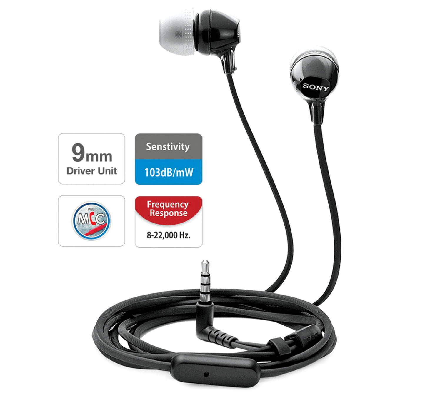 Sony Earphone MDR-EX14AP with Mic- Black