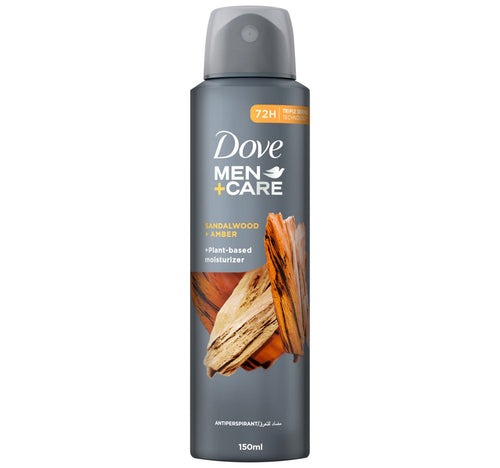 Dove Men+Care Anti-Perspirant Deodorant Spray Sandalwood & Amber Plant-Based Moisturizer Triple Defense Technology 72H Protection 150 ml