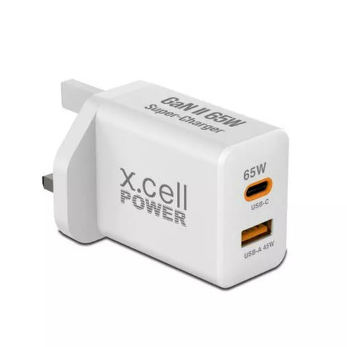 X.Cell 65W GaN ll Home Charger with 1C & 1A Ports, White