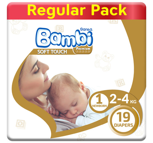 Sanita Bambi Baby Diaper Regular Pack Size 1 Newborn 2-4 kg 19 pcs
