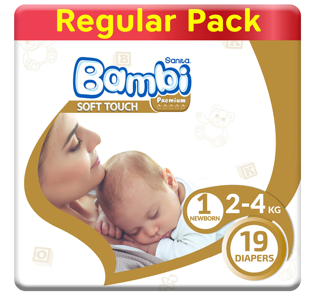 Sanita Bambi Baby Diaper Regular Pack Size 1 Newborn 2-4 kg 19 pcs