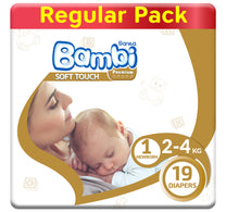 Sanita Bambi Baby Diaper Regular Pack Size 1 Newborn 2-4 kg 19 pcs