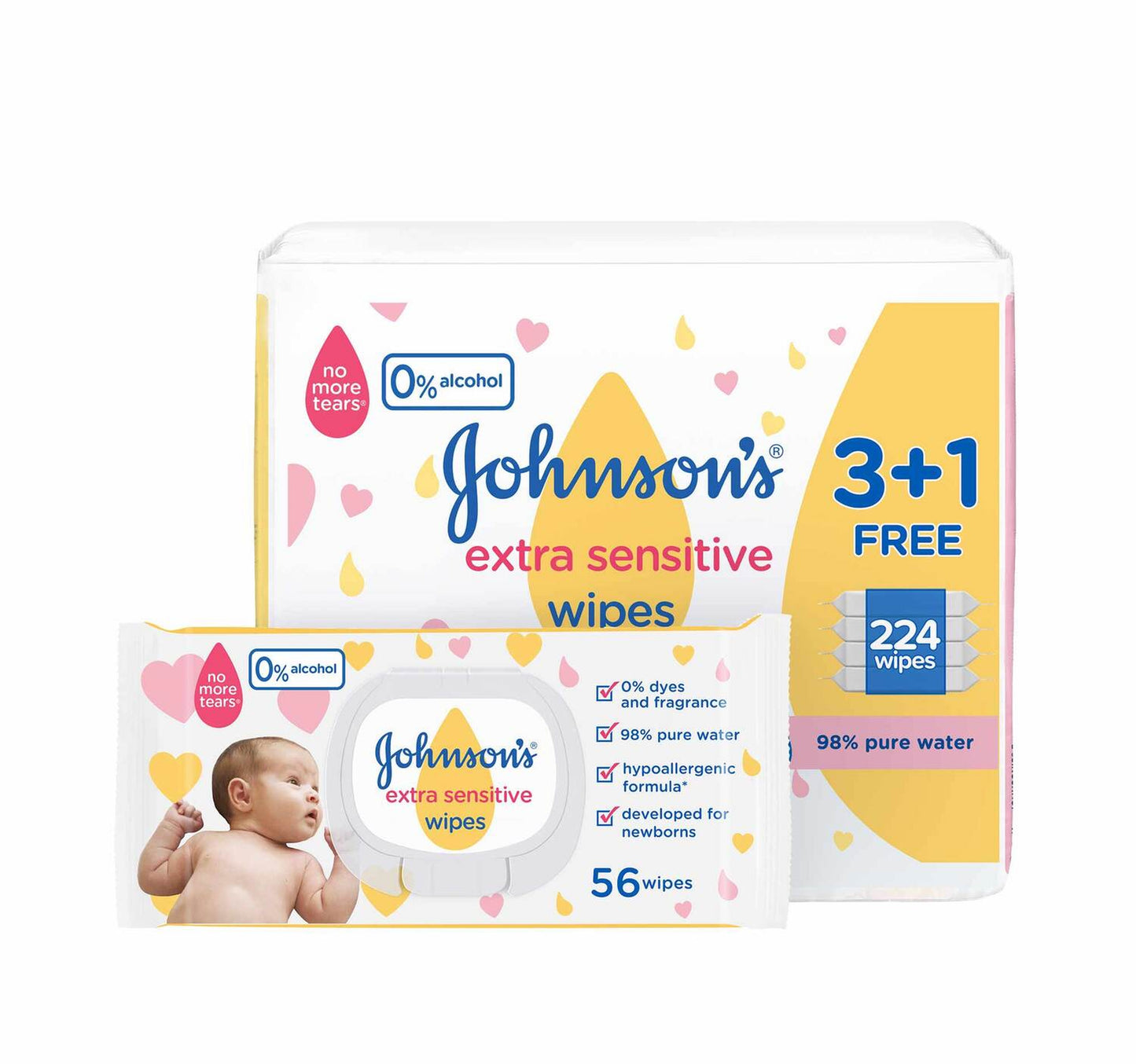 Johnson's Baby Wipes Extra Sensitive 4 x 56 pcs