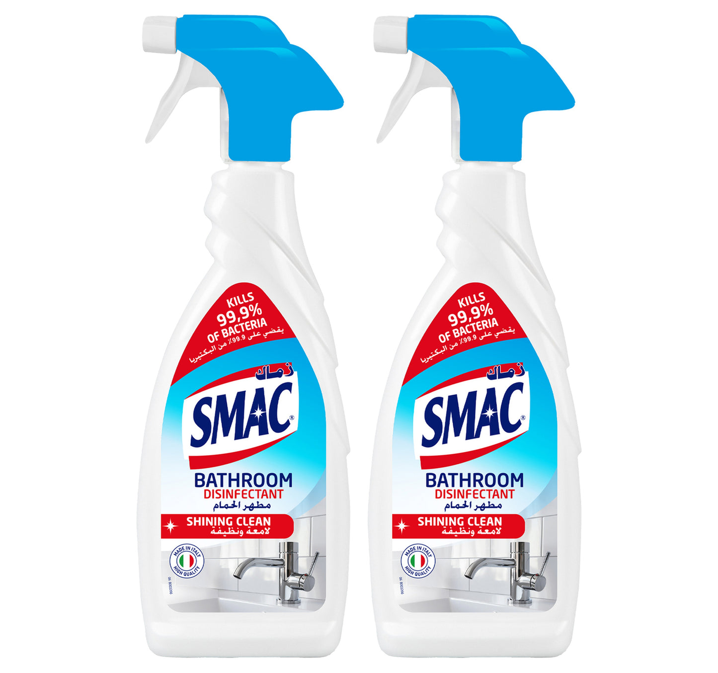 بخاخ منظف ومطهر للحمامات من سماك، عبوة اقتصادية للتنظيف اللامع، 2 × 650 مل