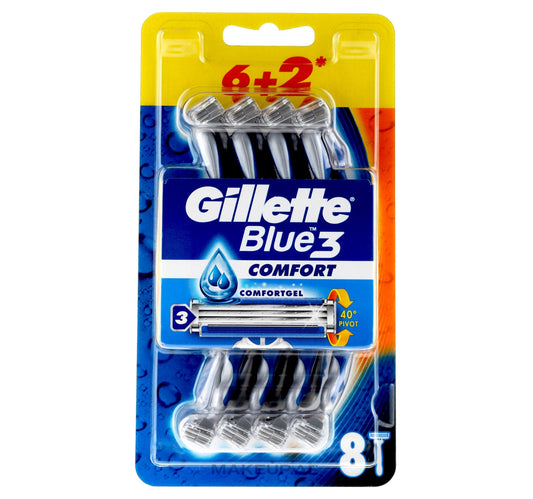 Gillette Blue3 Men's Disposable Razors 6 pcs + 2