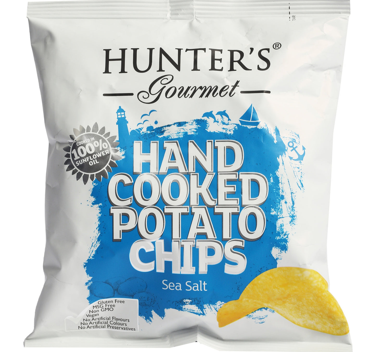 رقائق البطاطس المطبوخة يدويًا من هانترز جورميه بنكهة ملح البحر 40 جم