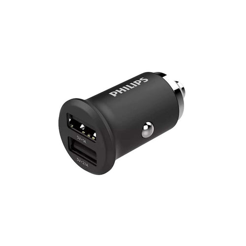 Philips Dualport (2520) Car Charger, 2x Usb, 3.1a 15.5w, Black