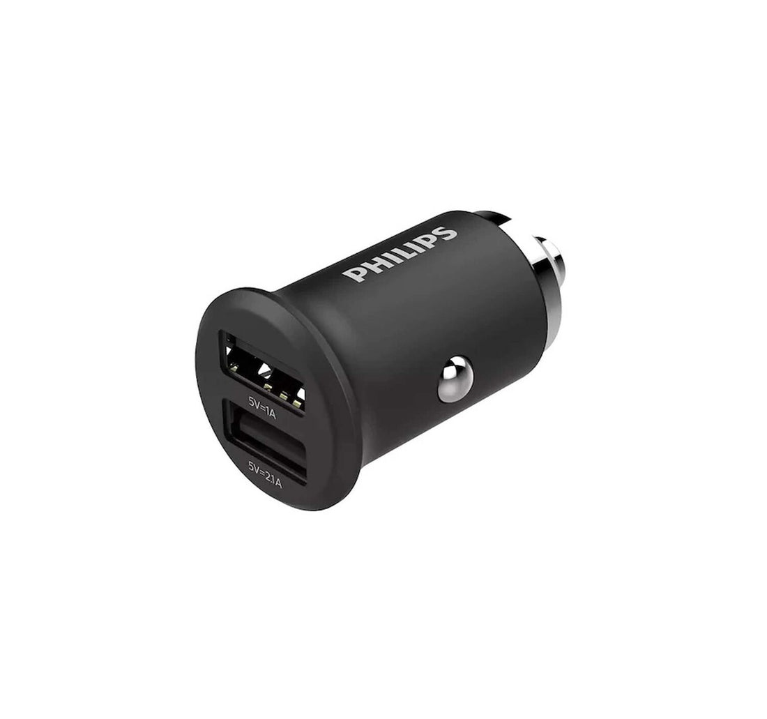 Philips Dualport (2520) Car Charger, 2x Usb, 3.1a 15.5w, Black