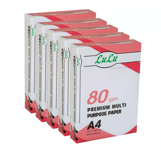 Lulu A4 Copy Paper, 80 gsm, 5 x 500 Sheets