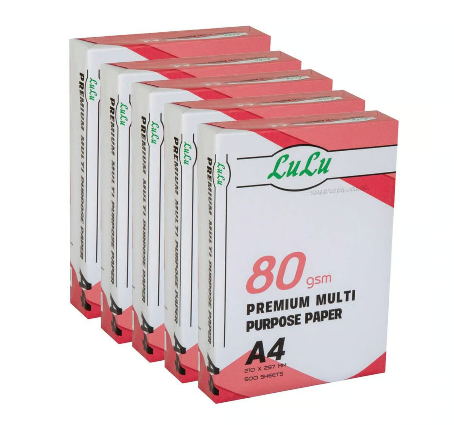 Lulu A4 Copy Paper, 80 gsm, 5 x 500 Sheets