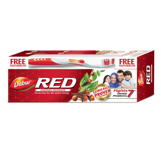 معجون أسنان دابور ريد أيورفيدا 200 جرام + فرشاة أسنان