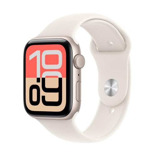 Apple Watch SE 3 GPS Smartwatch, 44 mm Starlight Aluminium Case with Starlight Sport Band (M/L), MEHJ4AF/A