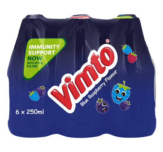 Vimto Blue Raspberry Fruit Flavoured Drink 6 x 250 ml