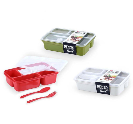 Elianware Lunch Box With Spoon and Fork E-1230 1.3L Assorted