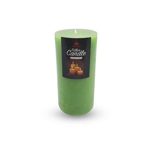 Maple Leaf Pillar Candle P601 3x6inch Green