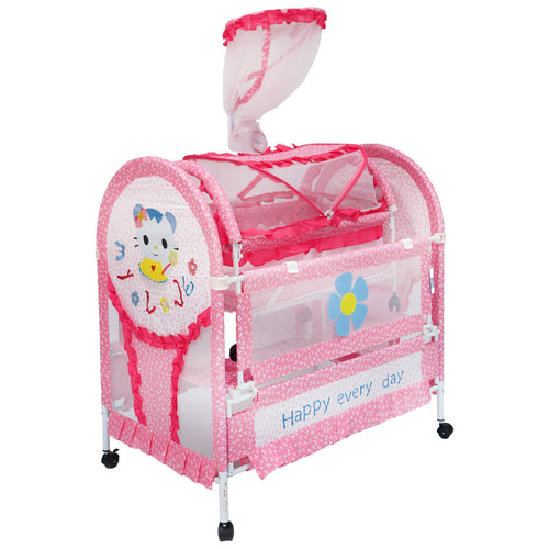 First Step Baby Steel Bed, Pink A25, 9753
