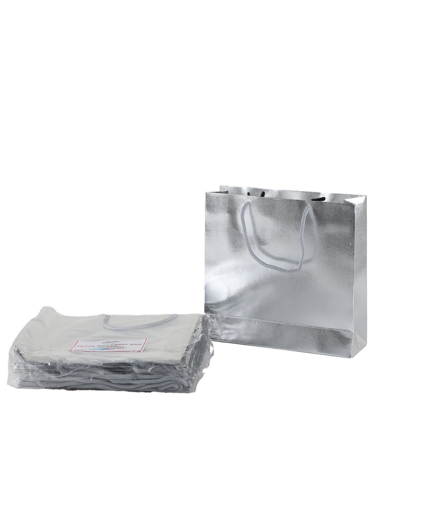 حقيبة هدايا بارتي فيوجن فضية 22 × 23 × 7