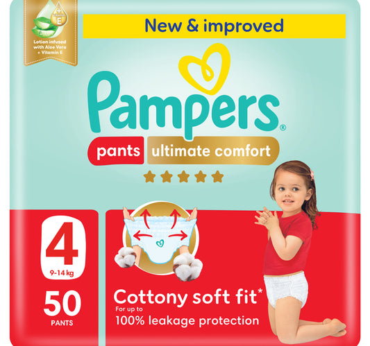 Pampers Ultimate Comfort Pants Diapers, Size 4, 9-14kg, Super Saving Pack, 50 pcs