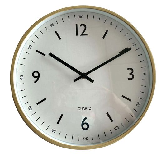 Maple Leaf Home Plastic Wall Clock, Wooden Color Finish, 30 cm, BP-R1201W