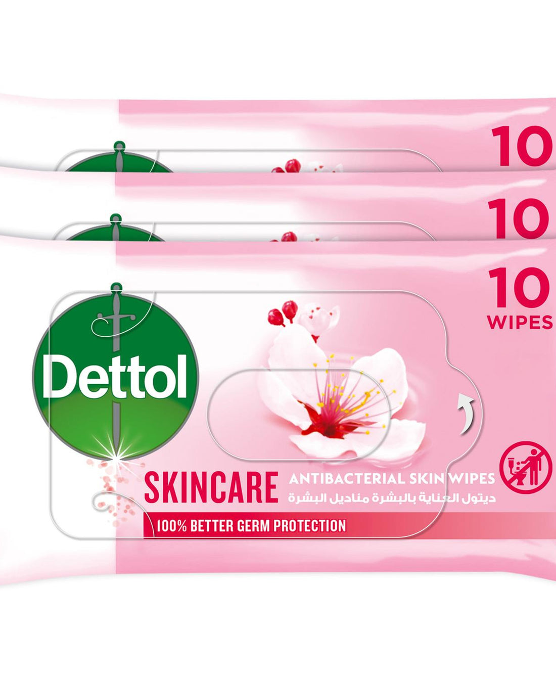 Dettol Skin Care Antibacterial Skin Wipes 3 x 10 pcs