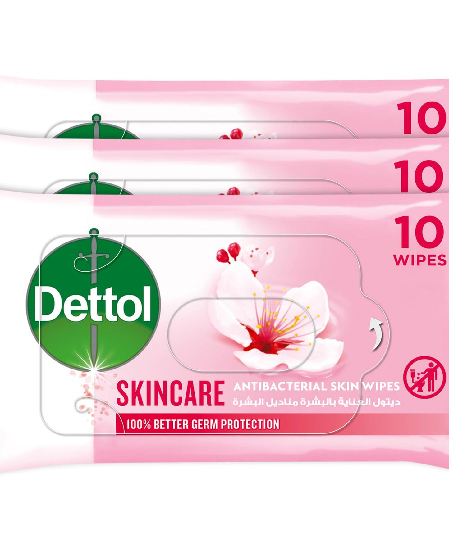 Dettol Skin Care Antibacterial Skin Wipes 3 x 10 pcs