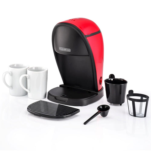 Black+Decker Twin Serve Coffee Maker, 250 ml Water Tank, 450 W, Black/Red, DCM48-B5