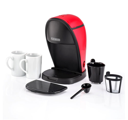 Black+Decker Twin Serve Coffee Maker, 250 ml Water Tank, 450 W, Black/Red, DCM48-B5