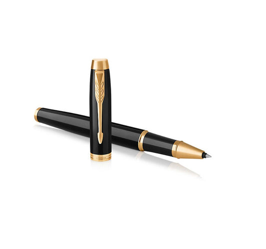 Parker Im Black Gold Trim Roller Ball Pen In Classic Box