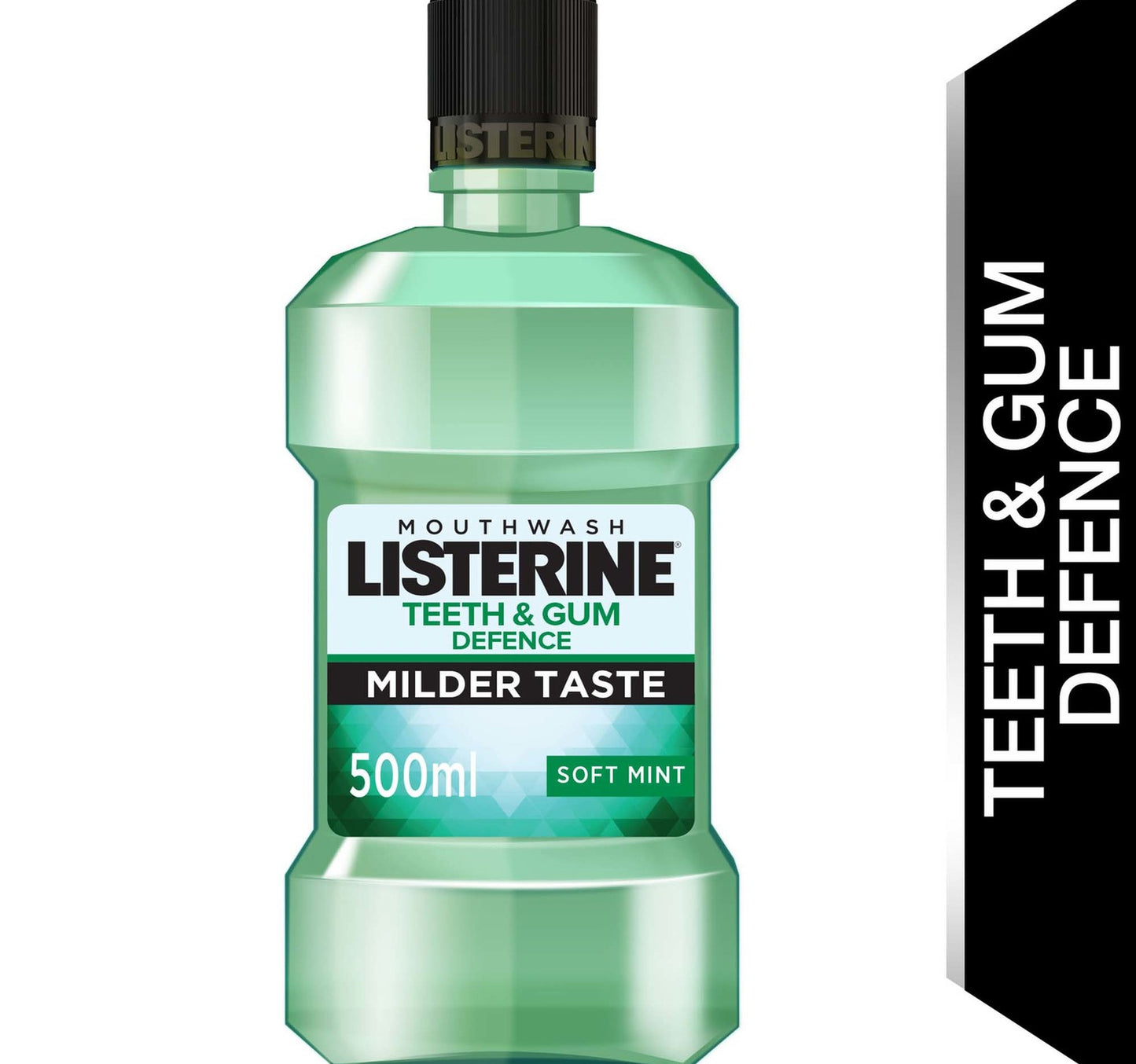 Listerine Mouthwash Teeth & Gum Defence Milder Taste Soft Mint 500 ml