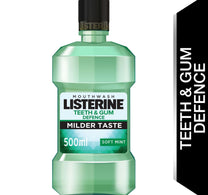 Listerine Mouthwash Teeth & Gum Defence Milder Taste Soft Mint 500 ml