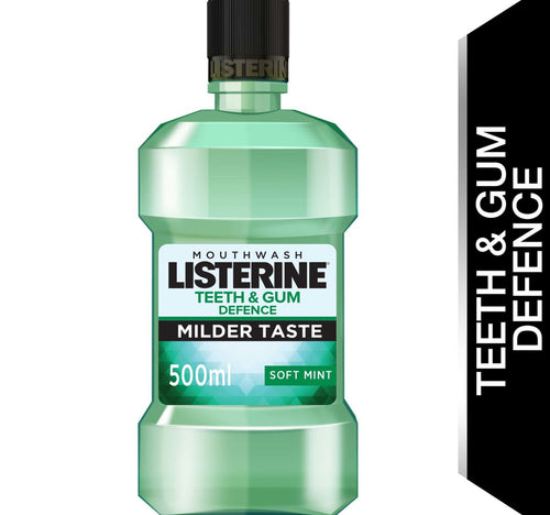 Listerine Mouthwash Teeth & Gum Defence Milder Taste Soft Mint 500 ml