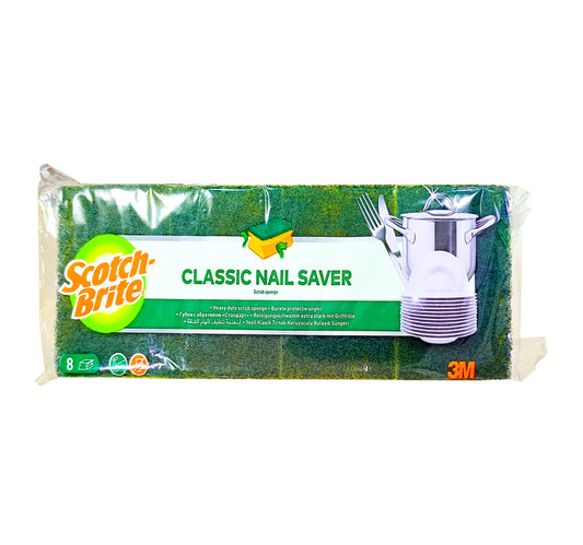 Scotch Brite Power Clean Heavy Duty Nail Saver Scrub Sponge Value Pack 8 pcs