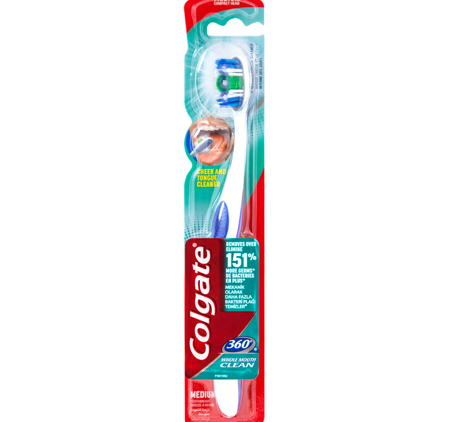 Colgate 360 Whole Mouth Clean Medium Toothbrush Assorted Colour 1 pc