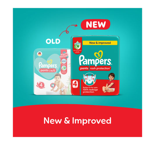 Pampers Rash Protection Pants Diapers, Size 4, 9-14kg, Mega Pack, 52 pcs