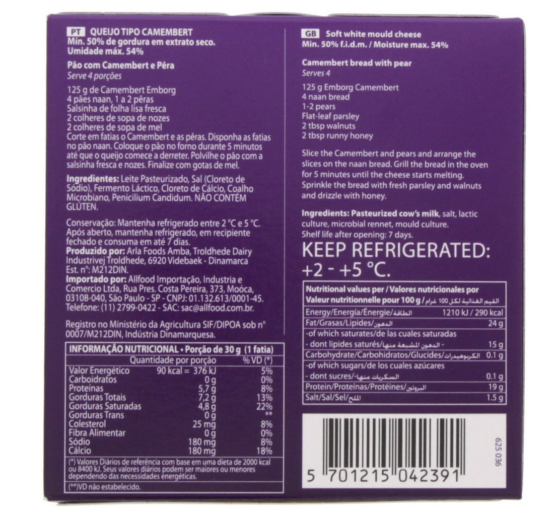 Emborg Camembert Soft White Mould Cheese 125 g