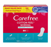 فوطة صحية يومية برائحة منعشة وملمس قطني من كيرفري، 100 قطعة