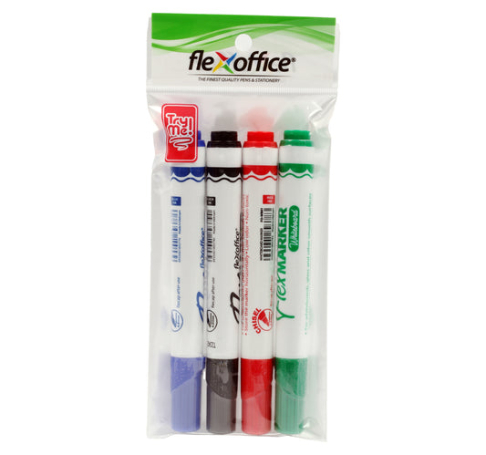 Flex Office White Board Marker 4pcs Assorted WB02C