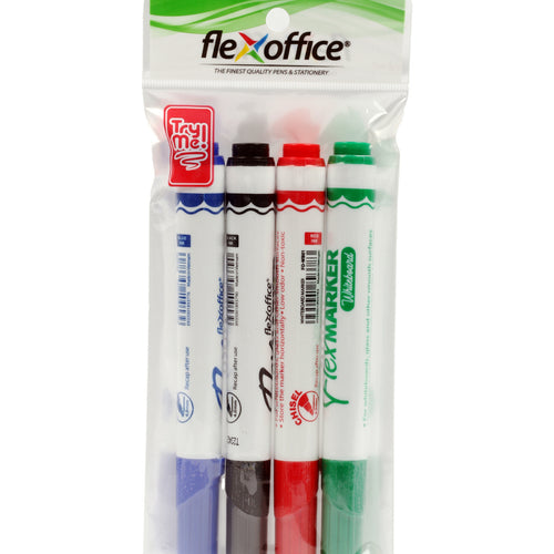 أقلام سبورة بيضاء Flex Office، 4 قطع، متنوعة WB02C
