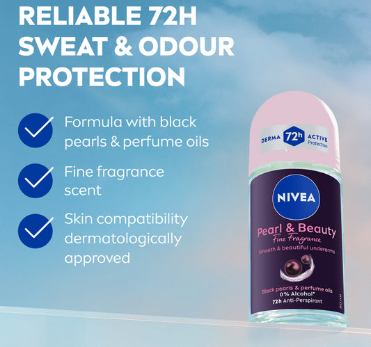 Nivea Pearl & Beauty Antiperspirant for Women Black Pearl & Perfume Oils Roll-on 50 ml