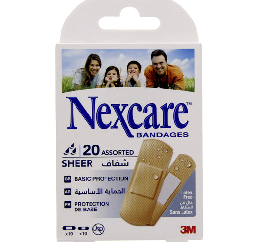 ضمادة نيكسكير شفافة متنوعة، 20 قطعة