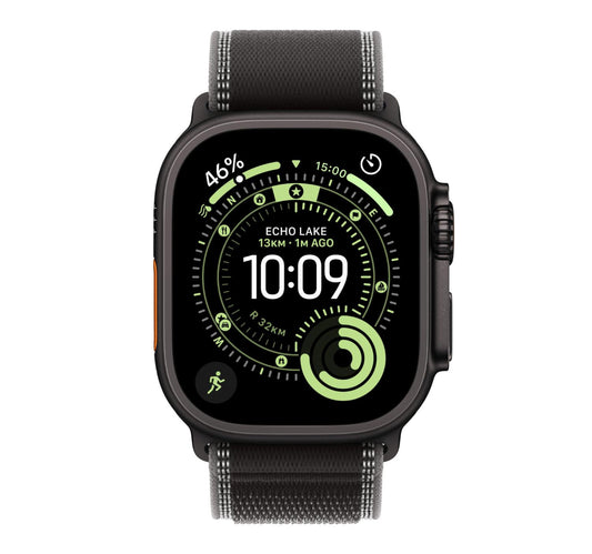 Apple Watch Ultra 3 GPS + Cellular Smartwatch, 49 mm Black Titanium Case with Black/Charcoal Trail Loop (M/L), MF1H4AF/A