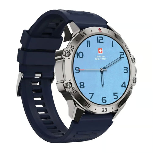 Swiss Military DOM 5 Smart Watch, 1.43 Inches Amoled Display, Dark Blue, SM-WCH-DOM5-SILFBLUSS