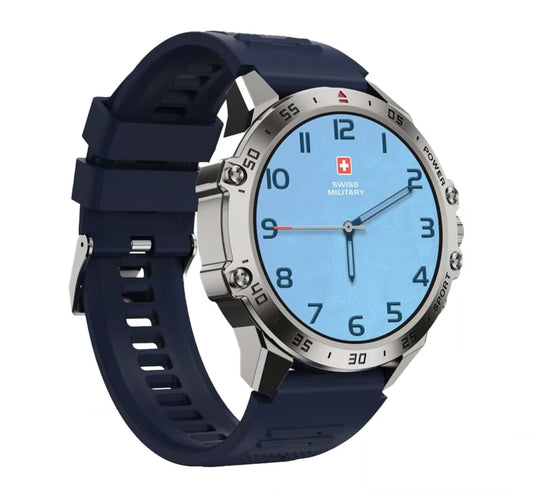 Swiss Military DOM 5 Smart Watch, 1.43 Inches Amoled Display, Dark Blue, SM-WCH-DOM5-SILFBLUSS