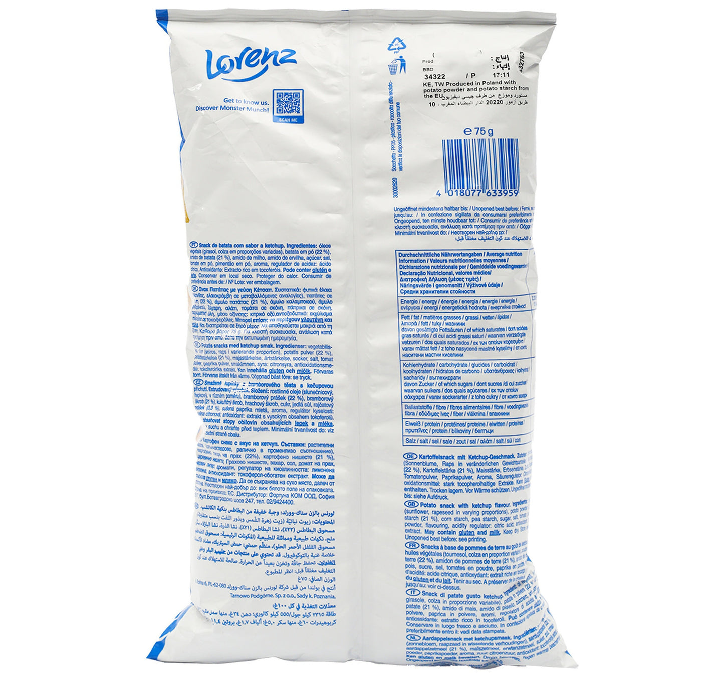 Lorenz Monster Munch Ketchup Flavour Crispy Potato Snack 75 g