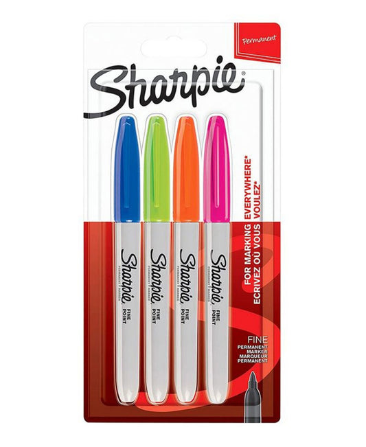 قلم تحديد دائم شاربي فاين فن، 4 ألوان متنوعة