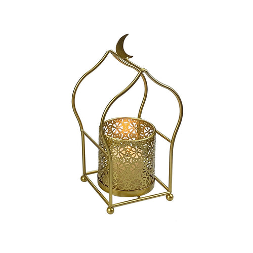 Maple Leaf Metal Carved Candle Holder 26cm Gold