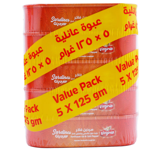 Virginia Sardines In Sunflower Oil & Chili Pepper Value Pack 5 x 125 g
