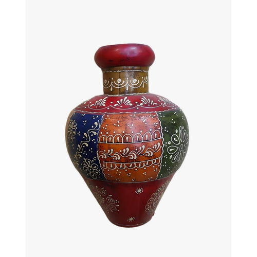 Maple Leaf Iron Kudai Vase Embossed Painted 30cm Assorted