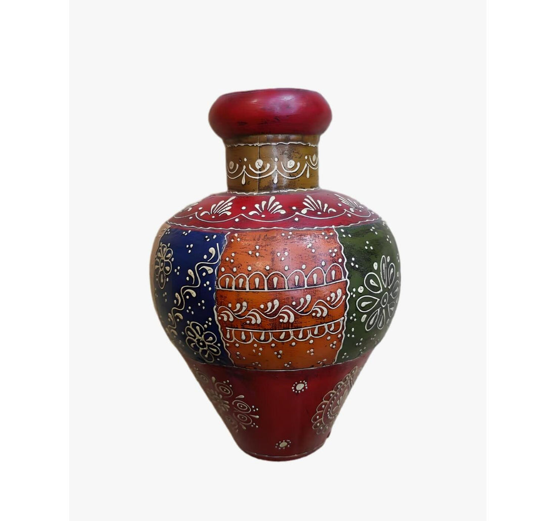 Maple Leaf Iron Kudai Vase Embossed Painted 30cm Assorted