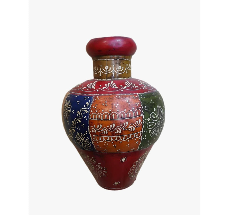Maple Leaf Iron Kudai Vase Embossed Painted 30cm Assorted